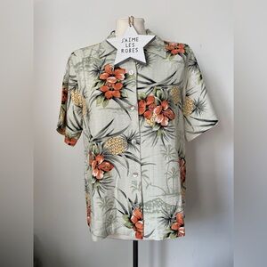 TOMMY BAHAMA Orange and Green Tropical Women’s Hawaiian Shirt